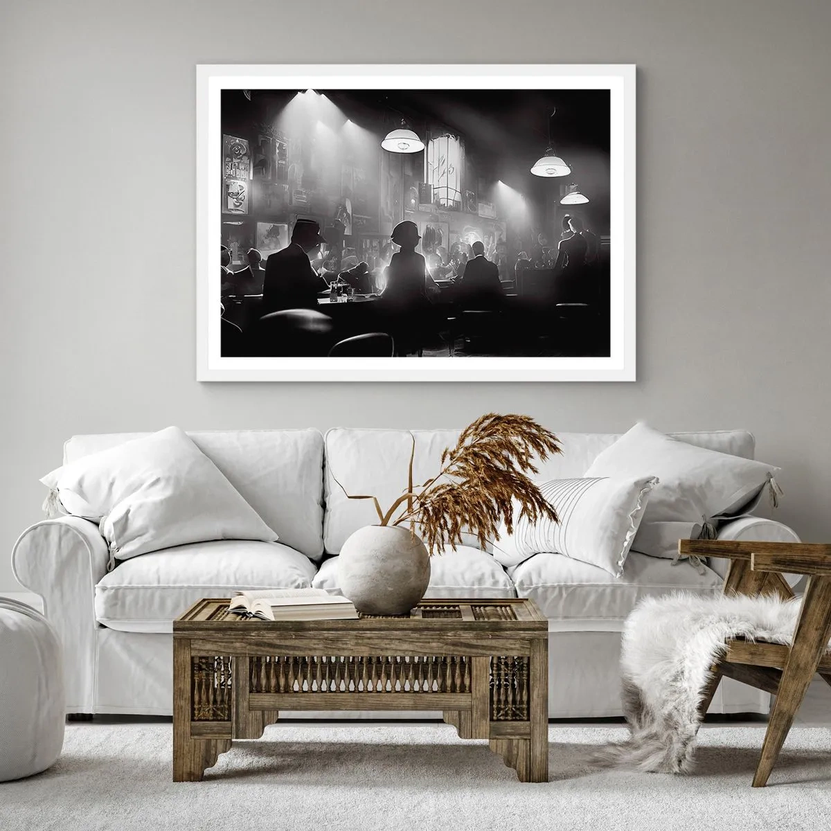 Affiche dans un cadre blanc - Poster - Dans une ambiance jazz - 30x30 cm