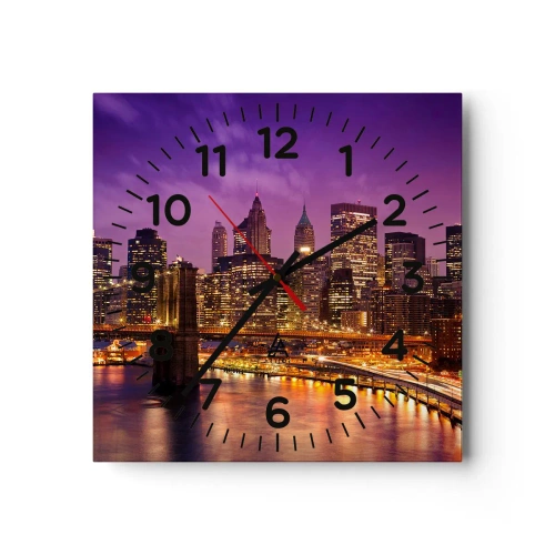 Horloge murale - Pendule murale - Manhathann or violet - 40x40 cm