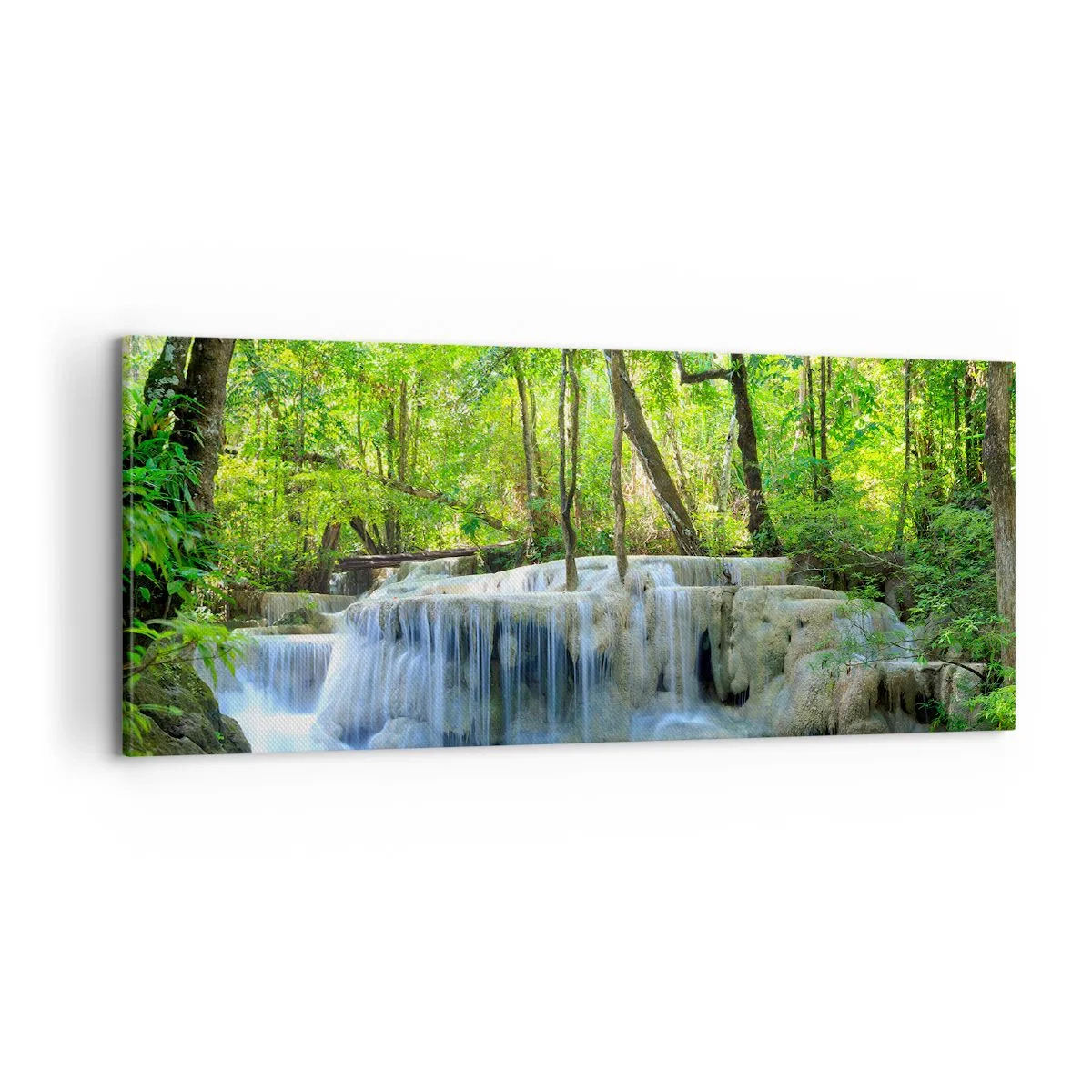 Impression sur toile - Image sur toile - Se noyer dans le turquoise et le vert - 100x40 cm