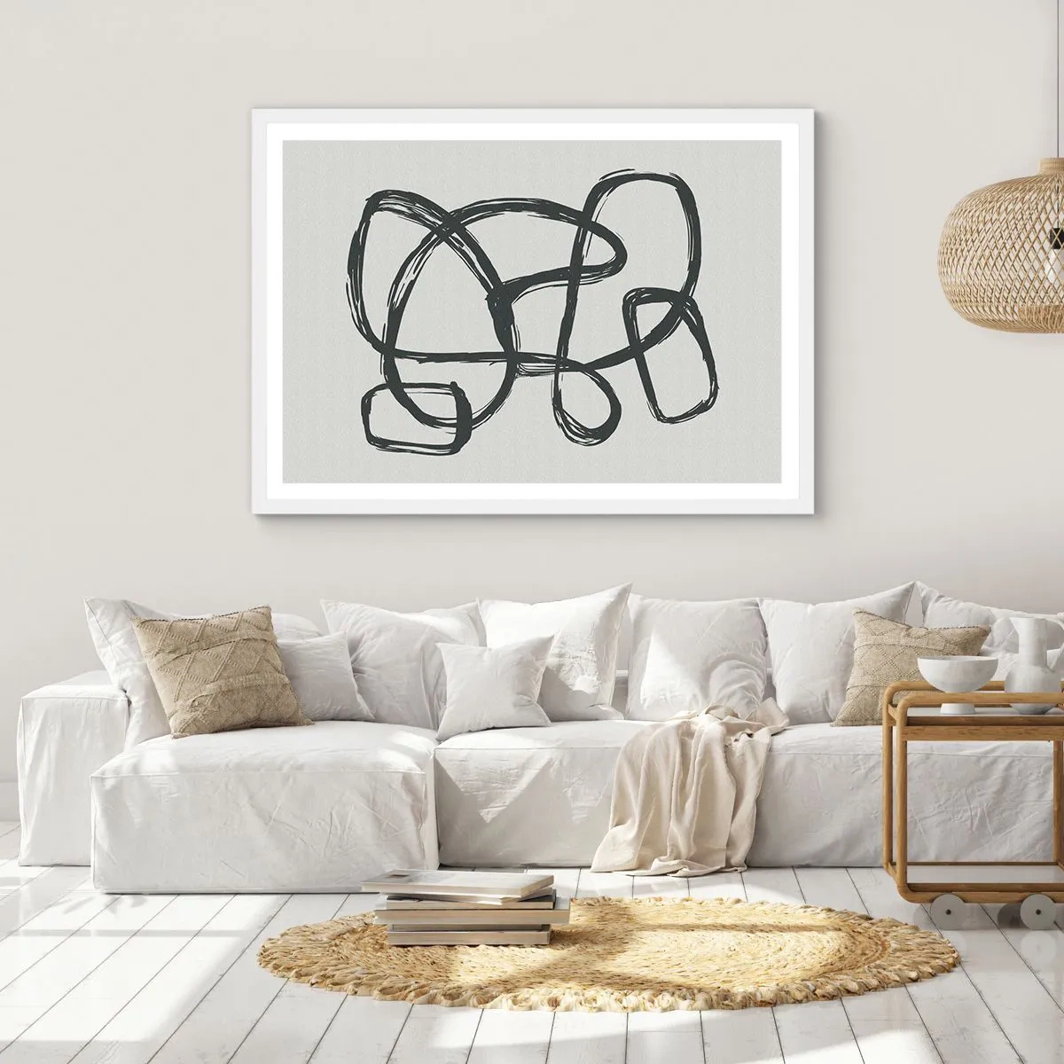 Affiche dans un cadre blanc - Poster - Abstraction en boucle - 70x50 cm