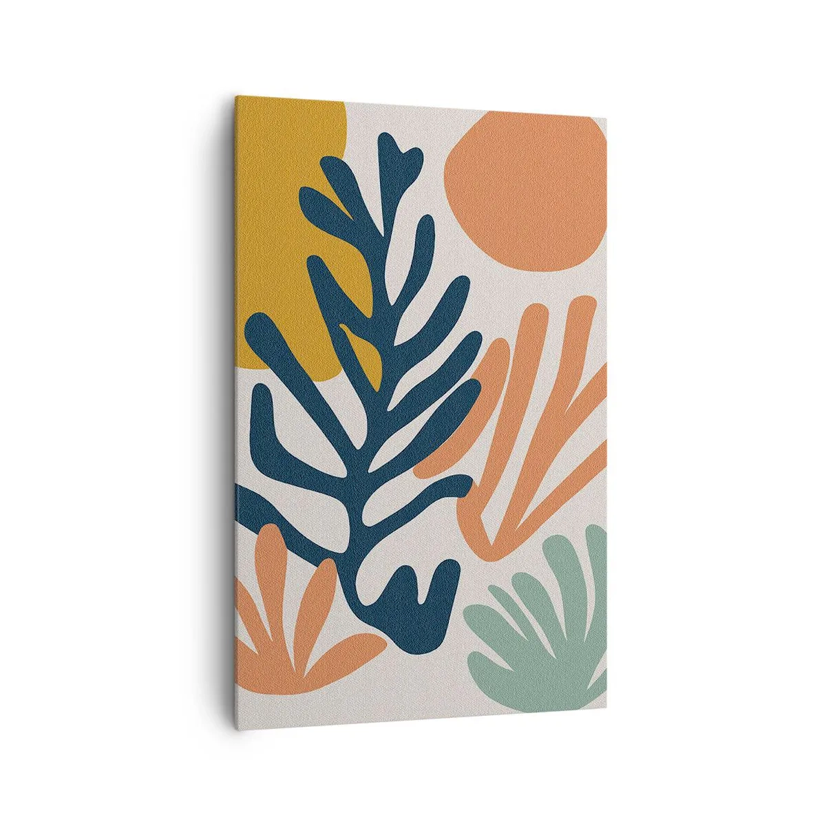 Impression sur toile - Image sur toile - Feuilles colorées dans un style abstrait - 80x120cm - Mers de corail - Décoration murale moderne pour le salon et la chambre ARTTOR