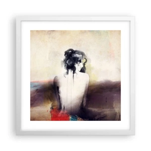 Affiche dans un cadre blanc - Poster - Lignes lisses, formes ovales - 40x40 cm