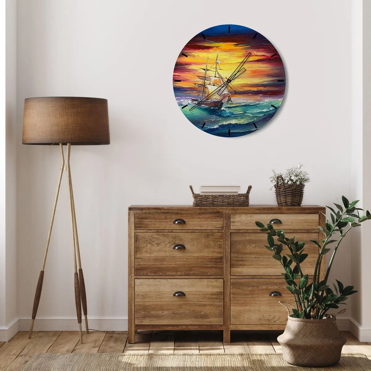 Horloge murale - Pendule murale - Courageusement sous les vagues - 30x30 cm