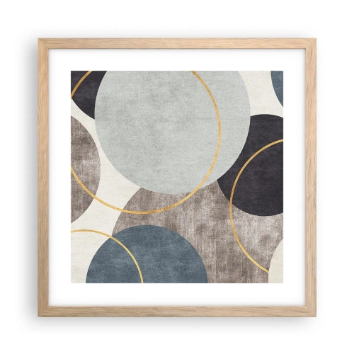 Affiche dans un chêne clair - Poster - Cercles sur cercles - 40x40 cm