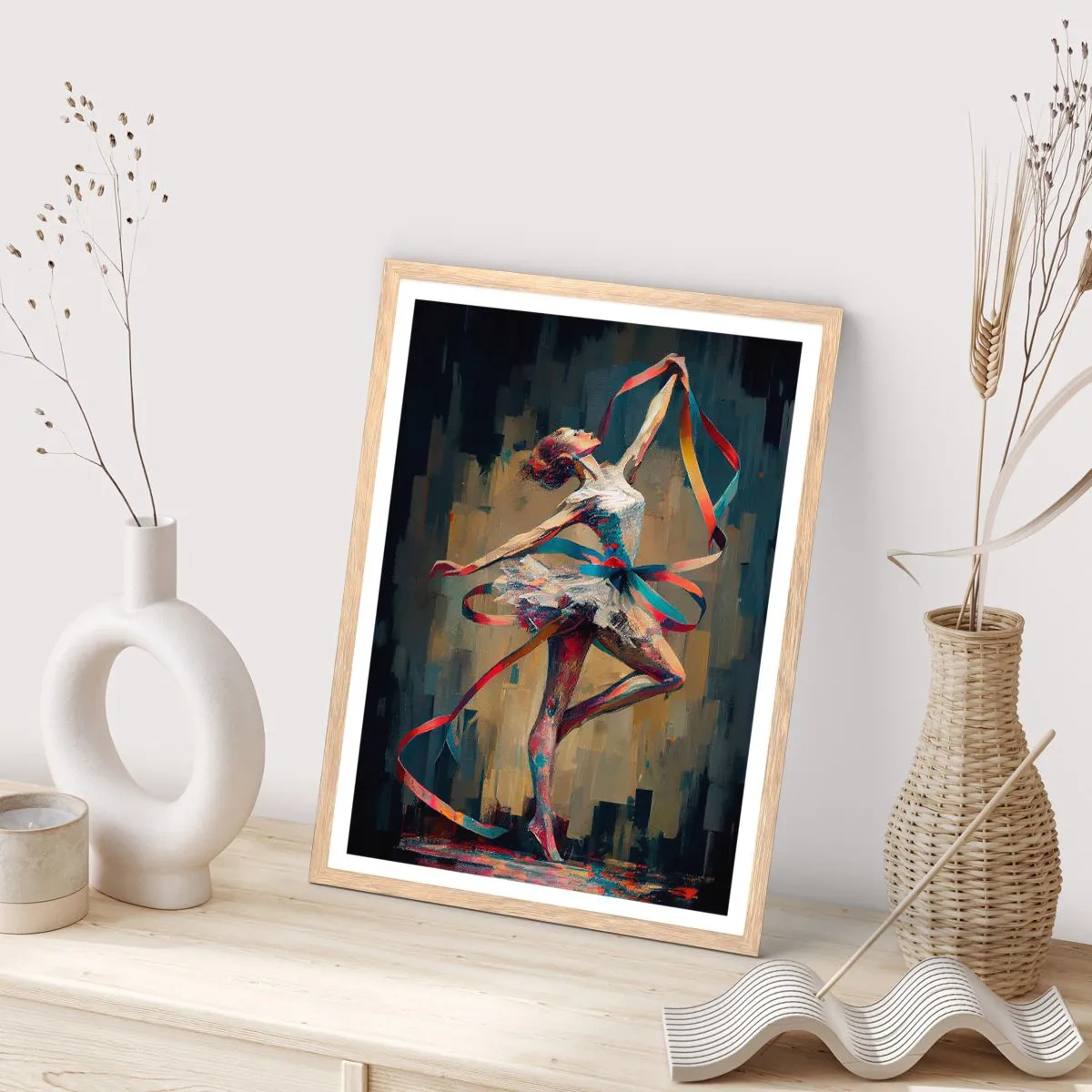 Affiche dans un chêne clair - Poster - Danse du ruban - 61x91 cm