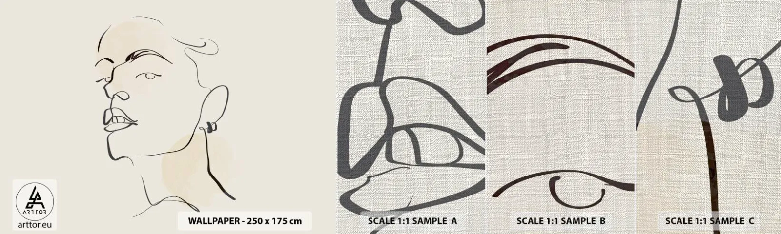 Échantillon de Papier Peint Premium Canvas - Regard fier - Visage de femme, Portrait d'une femme, Graphique - 100x30 cm