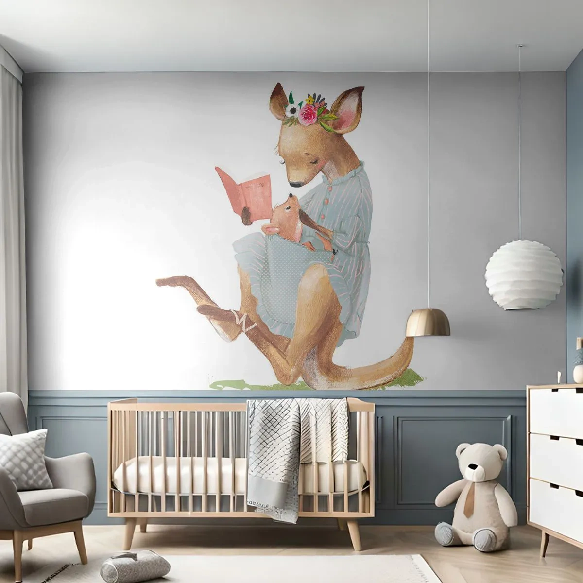 Papier Peint Photo Premium Sand - Lis-moi maman - Pour les enfants, Kangourou, Mère avec enfant - 350x256 cm