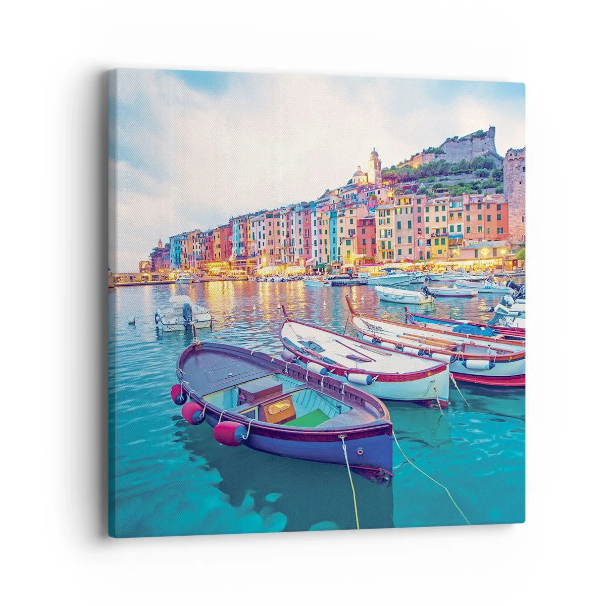 Impression sur toile - Image sur toile - Soirée colorée au port - 40x40 cm