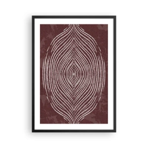 Affiche dans un cadre noir - Poster - Un motif hypnotique de lignes blanches sur fond marron. - 50x70cm - L'espace parle - Décoration murale moderne pour le salon et la chambre ARTTOR