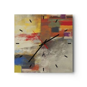 Horloge murale - Pendule murale - Abstraction colorée avec des formes géométriques - 30x30cm - Géométrie des couleurs - Décoration murale moderne pour le salon et la chambre ARTTOR