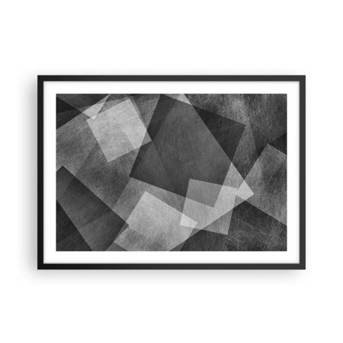 Affiche dans un cadre noir - Poster - Abstraction en noir et blanc avec des formes géométriques - 70x50cm - Le symbole éternel de durabilité et d'ordre - Décoration murale moderne pour le salon et la chambre ARTTOR