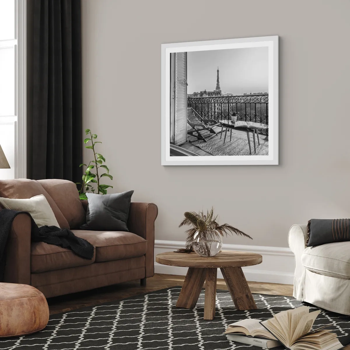 Affiche dans un cadre blanc - Poster - Après-midi parisien - 50x50 cm