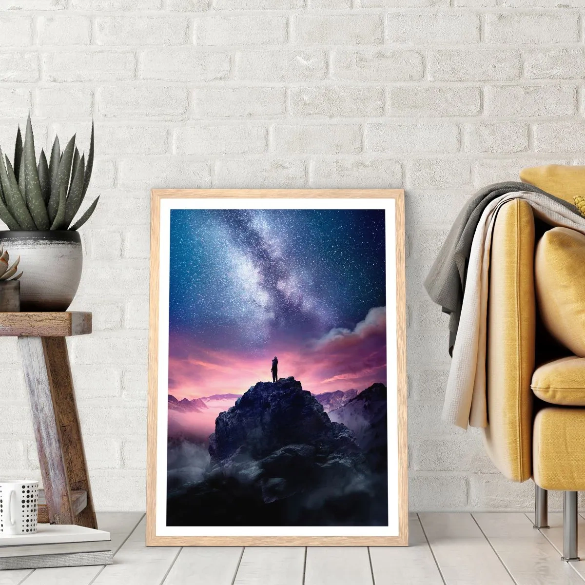 Affiche dans un chêne clair - Poster - Et il a ressenti la vie - 61x91 cm