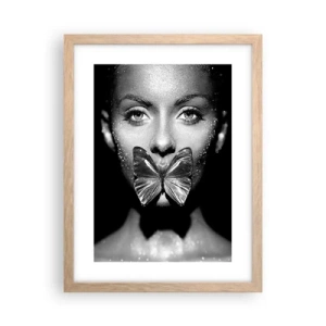 Affiche dans un chêne clair - Poster - Baiser papillon - 30x40 cm