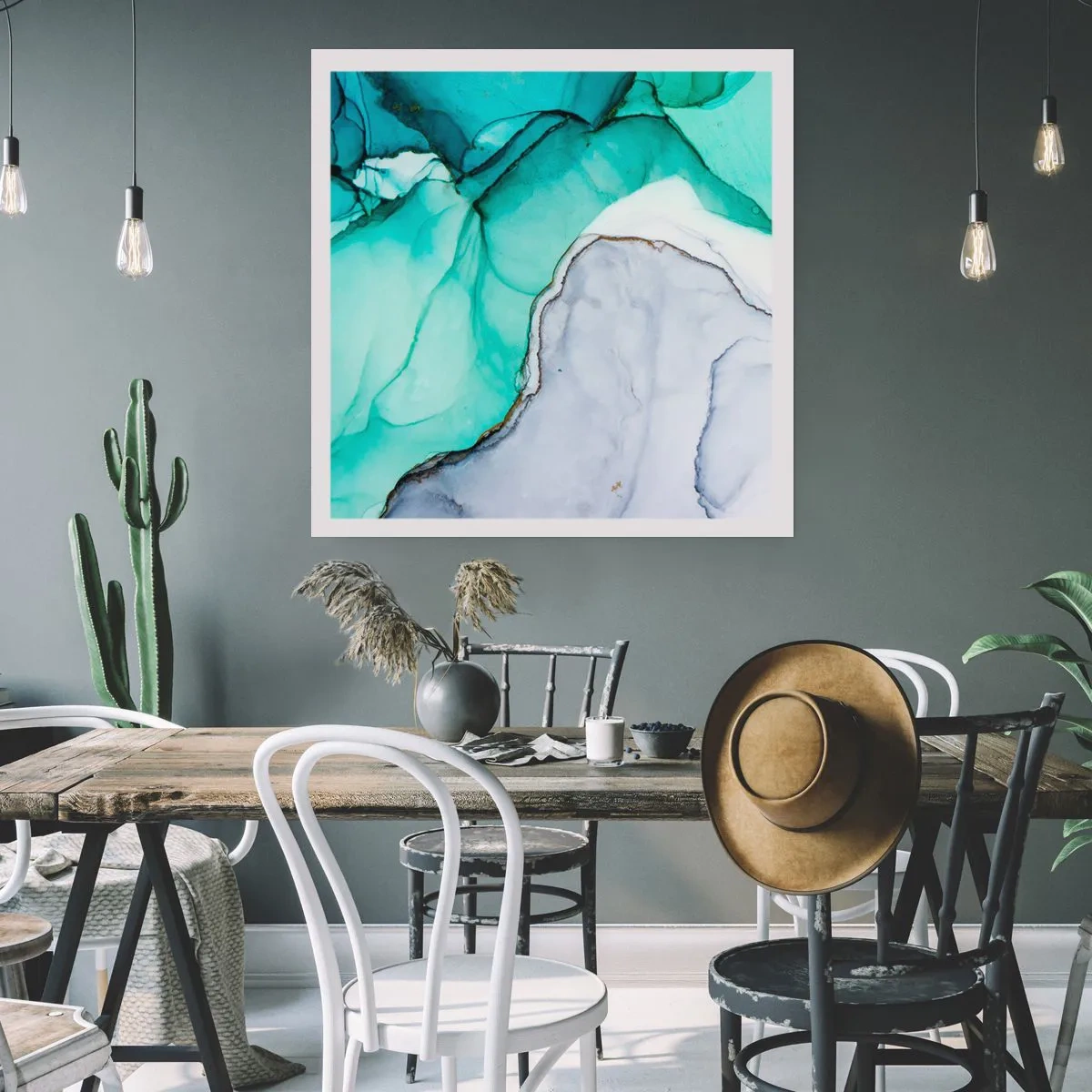 Affiche - Poster - Étude de turquoise - 60x60 cm