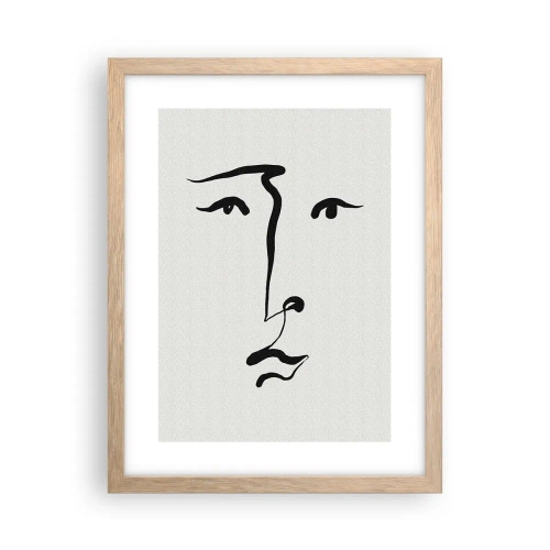 Affiche dans un chêne clair - Poster - Portrait avec une seule ligne - 30x40 cm