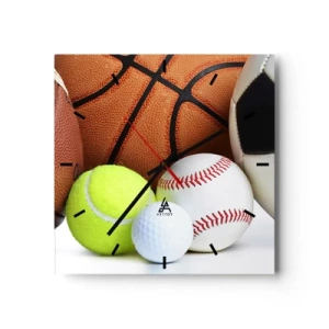 Horloge murale - Pendule murale - Ballons de diverses disciplines sportives - 30x30cm - Le football nous connecte ! - Décoration murale moderne pour le salon et la chambre ARTTOR