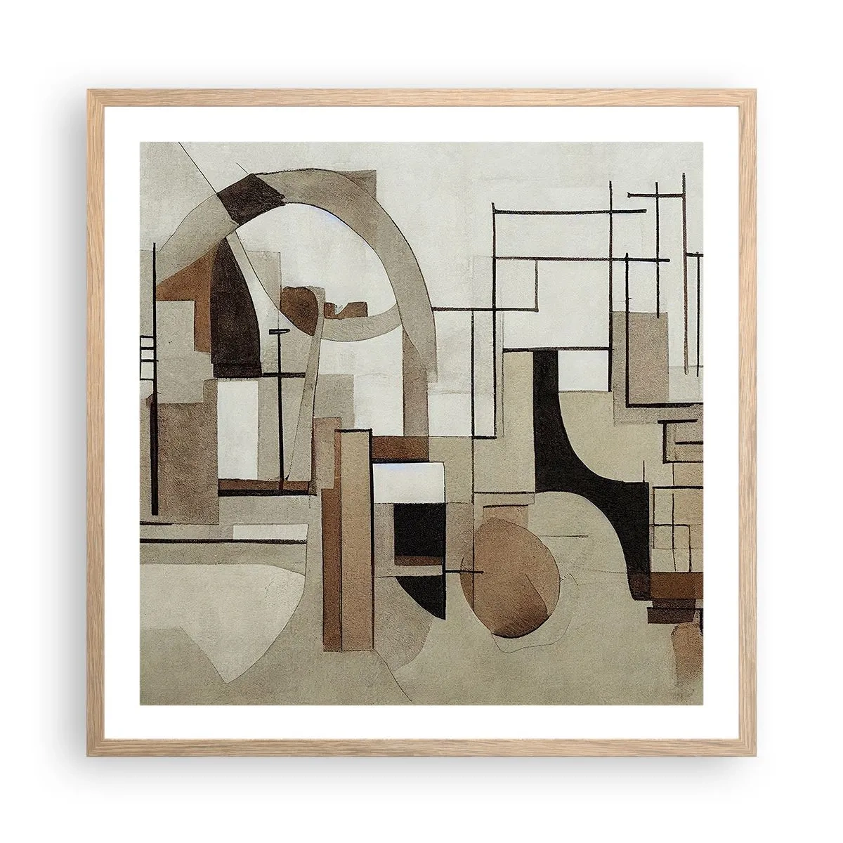 Affiche dans un chêne clair - Poster - Paysage urbain 2.0 - 60x60 cm