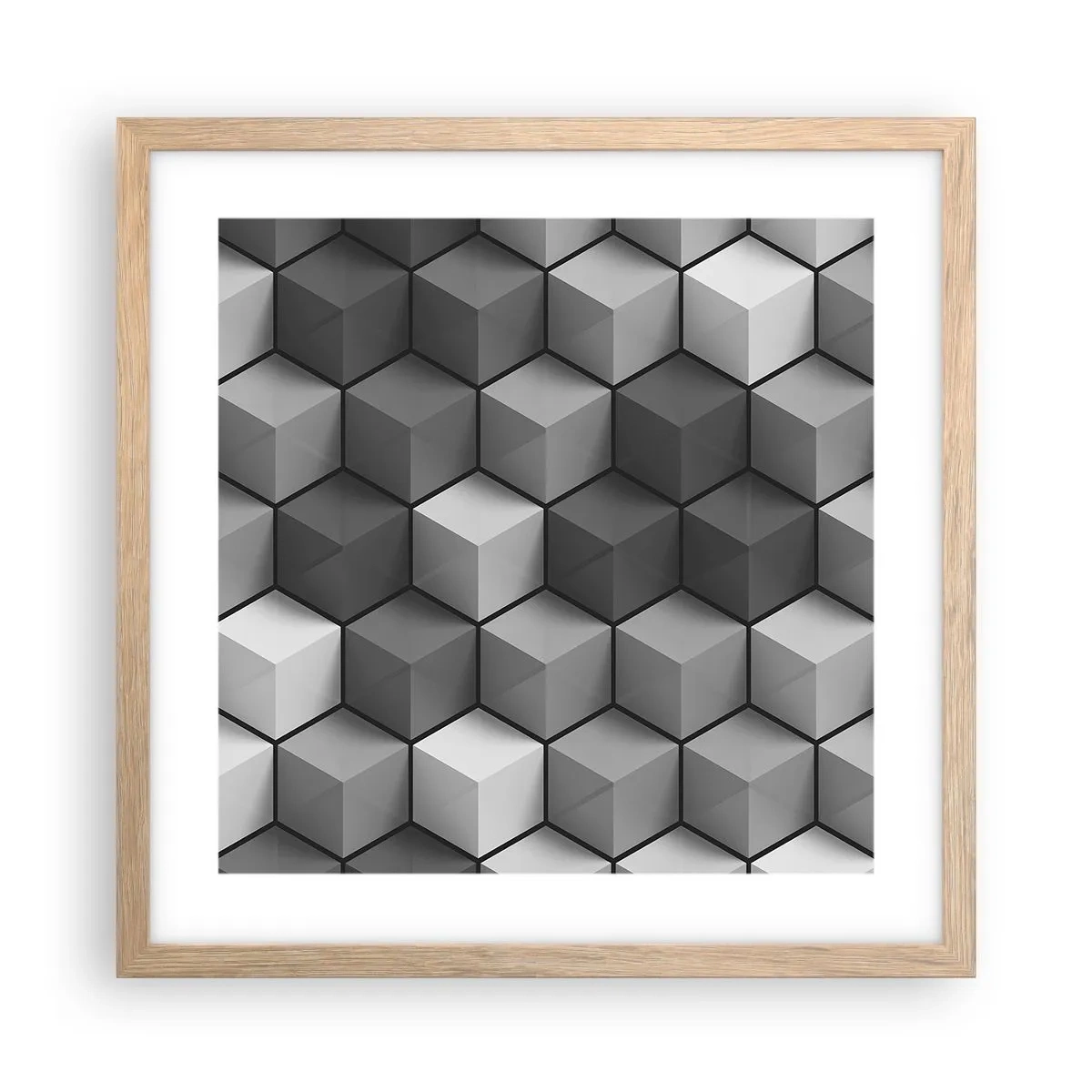 Affiche dans un chêne clair - Poster - Puzzle cubiste - 40x40 cm