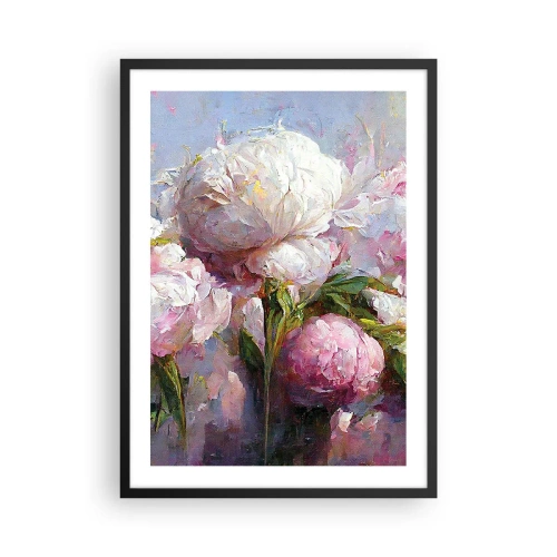 Affiche dans un cadre noir - Poster - Pivoines dans une composition romantique et picturale - 50x70cm - Un bouquet plein de vie - Décoration murale moderne pour le salon et la chambre ARTTOR