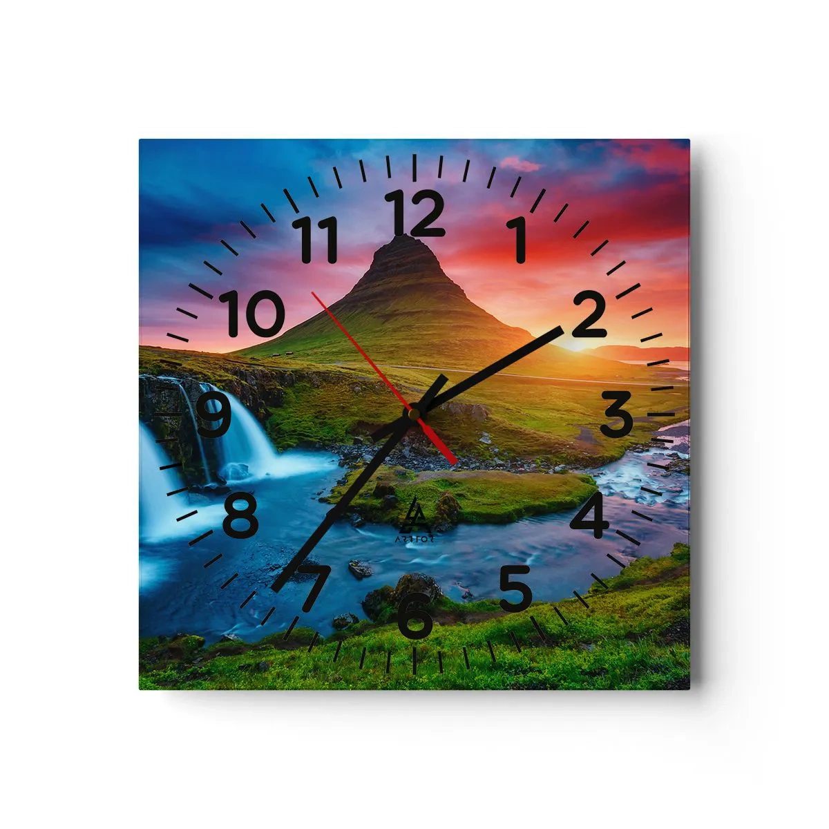 Horloge murale - Pendule murale - Islande - feu et eau - 30x30 cm