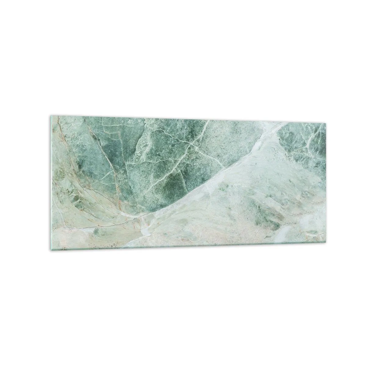 Impression sur verre - Image sur verre - Marbre vert aux délicates veines blanches - 120x50cm - La noble froideur de la pierre - Décoration murale moderne pour le salon et la chambre ARTTOR