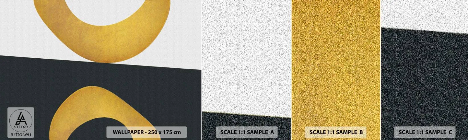 Échantillon De Papier Peint Standard Eco - Avant tout : l’or - Abstraction, Formes, roues - 100x30 cm