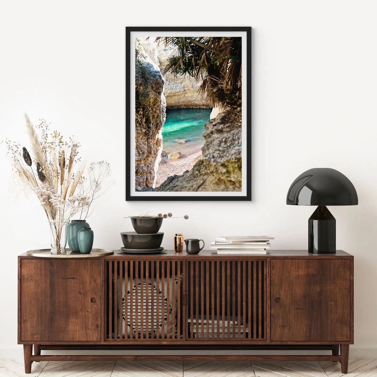 Affiche dans un cadre noir - Poster - Baie turquoise - 70x100 cm