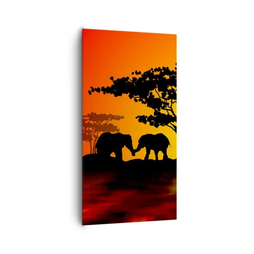 Impression sur toile - Image sur toile - Rencontre dans la savane - 65x120 cm