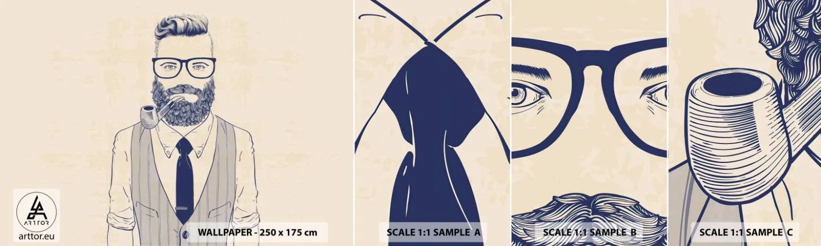 Échantillon de Papier Peint Autocollant Deluxe Sticker - Gai, masculin et à la mode - Homme, Abstraction, Tuyau - 100x30 cm