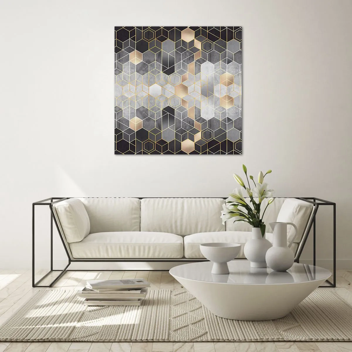 Impression sur verre - Image sur verre - Composition de diamants - 50x50 cm