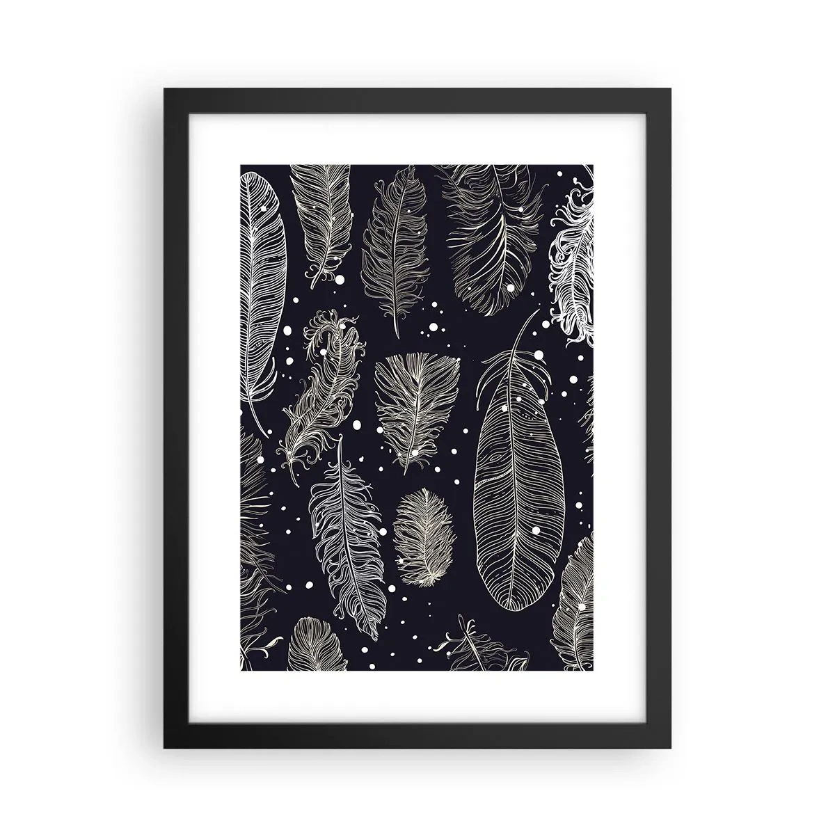 Affiche dans un cadre noir - Poster - Toile de plumes - 30x40 cm