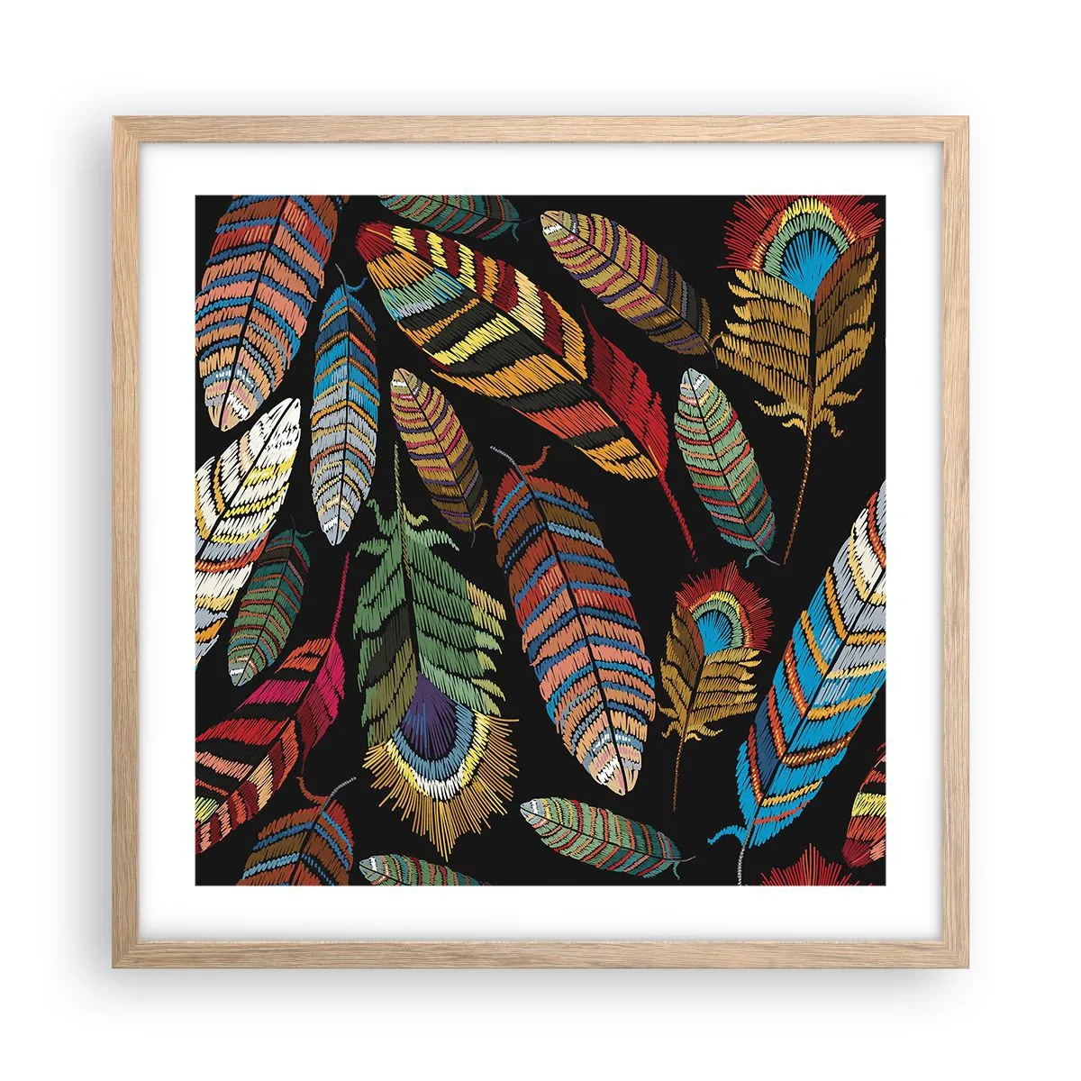 Affiche dans un chêne clair - Poster - Le carnaval des oiseaux - 50x50 cm