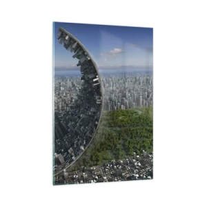 Impression sur verre - Image sur verre - Une ville dynamique avec une touche surréaliste - 80x120cm - La nature est éternelle - Décoration murale moderne pour le salon et la chambre ARTTOR