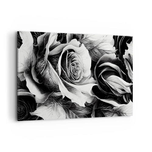 Impression sur toile - Image sur toile - Roses noires et blanches dans une composition élégante - 100x70cm - Toujours une reine - Décoration murale moderne pour le salon et la chambre ARTTOR