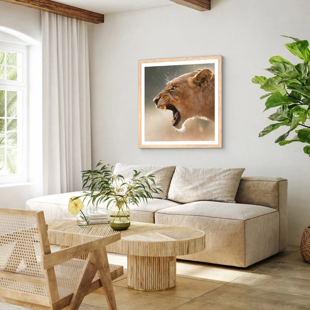 Affiche dans un chêne clair - Poster - Essayez  de ne pas écouter - 60x60 cm