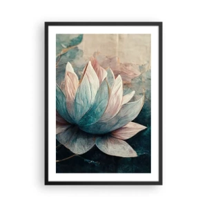 Affiche dans un cadre noir - Poster - Une fleur de lotus délicate avec une aura mystique - 50x70cm - Les étoiles du lac - Décoration murale moderne pour le salon et la chambre ARTTOR