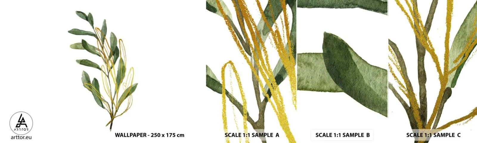 Échantillon de Papier Peint Autocollant Deluxe Sticker - Tout ce qui est bon - Feuilles, olive, Usine - 100x30 cm