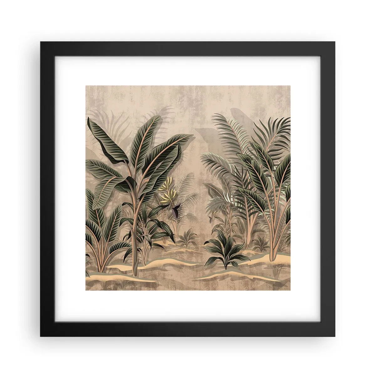 Affiche dans un cadre noir - Poster - Une gravure de style colonial - 30x30 cm