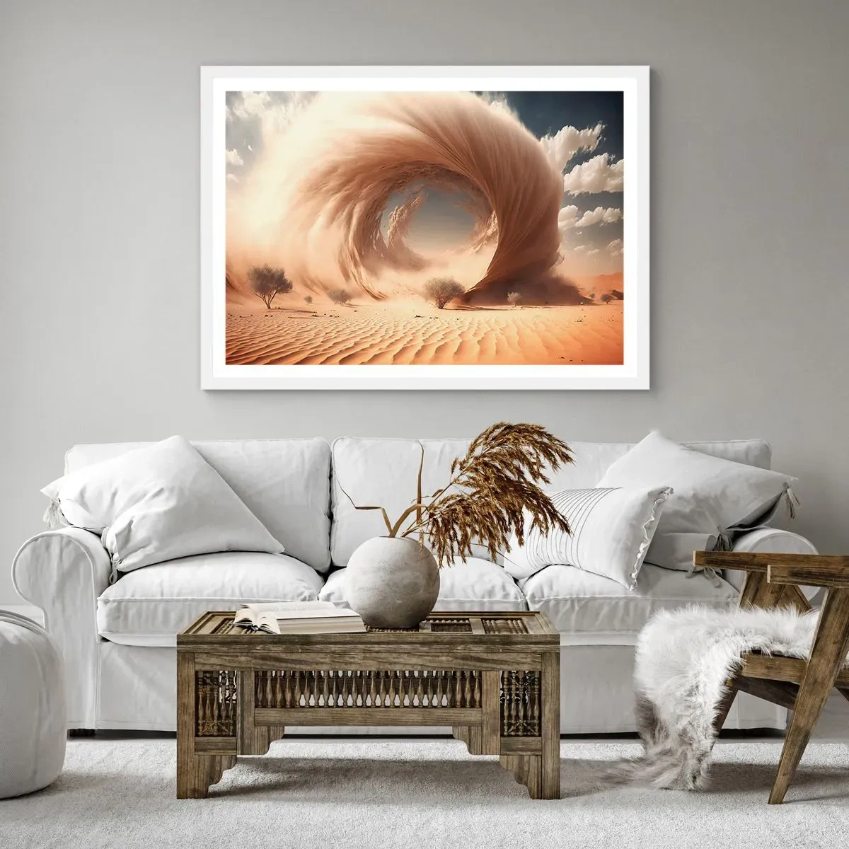 Affiche dans un cadre blanc - Poster - Portail ouvert - 100x70 cm