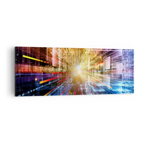 Impression sur toile - Image sur toile - Lumières dynamiques dans un couloir futuriste - 140x50cm - Couloir lumineux - Décoration murale moderne pour le salon et la chambre ARTTOR