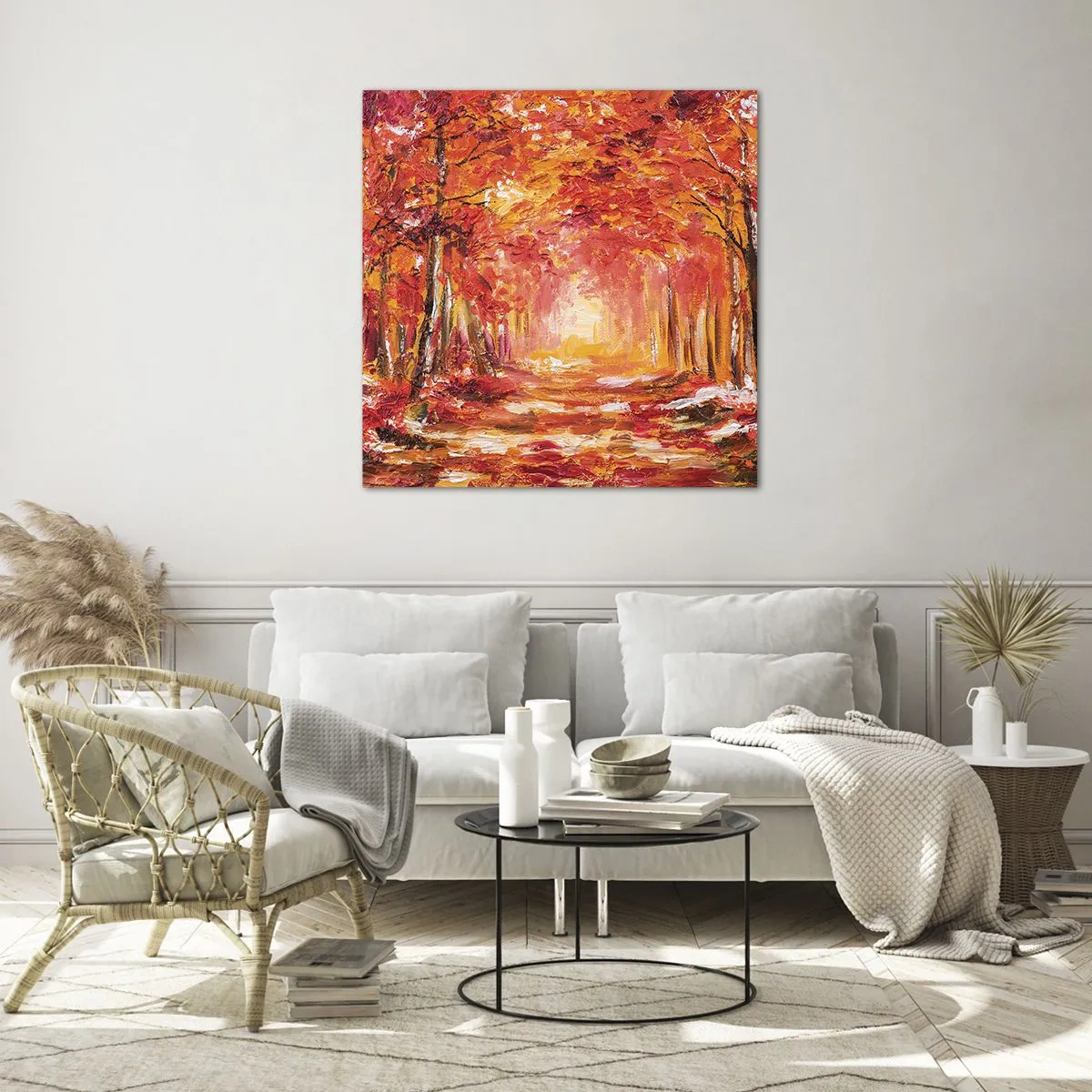 Impression sur verre - Image sur verre - Forêt de cuivre - 70x70 cm