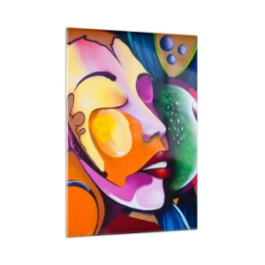Impression sur verre - Image sur verre - Abstraction colorée de visages dans le style street art - 50x70cm - Toucher avec la couleur - Décoration murale moderne pour le salon et la chambre ARTTOR