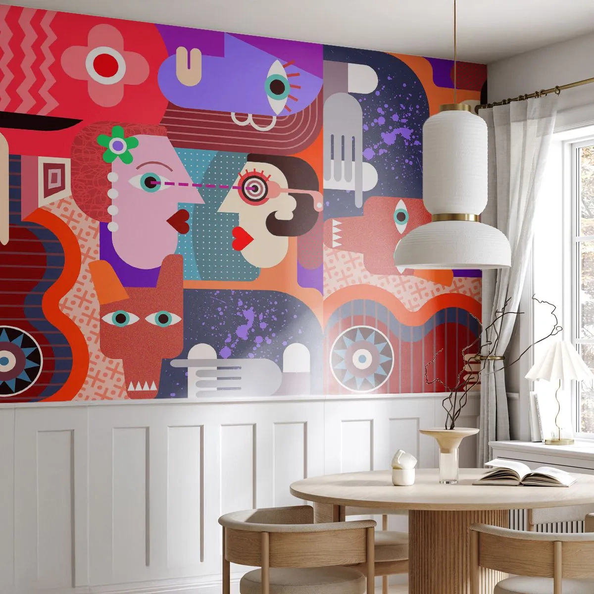 Papier Peint Photo Standard Eco - Les yeux dans les yeux - Abstraction, Morceau, Visages - 500x350 cm