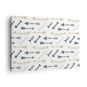 Impression sur toile - Image sur toile - Un motif minimaliste avec des flèches aux couleurs beige et grise. - 70x50cm - Le rêve de l'archer - Décoration murale moderne pour le salon et la chambre ARTTOR