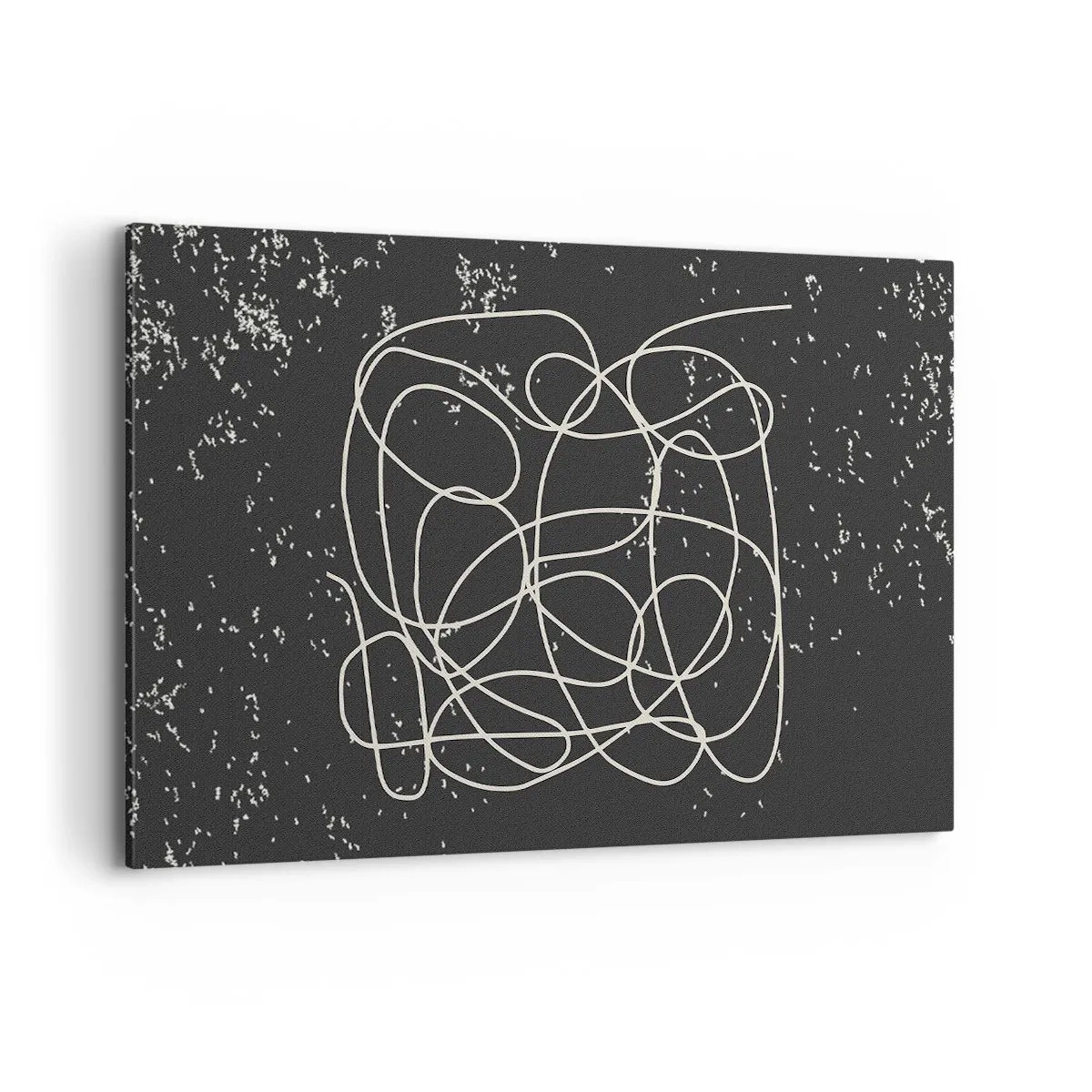 Impression sur toile - Image sur toile - Ligne abstraite sur fond noir avec des détails fins - 120x80cm - Errance des pensées - Décoration murale moderne pour le salon et la chambre ARTTOR