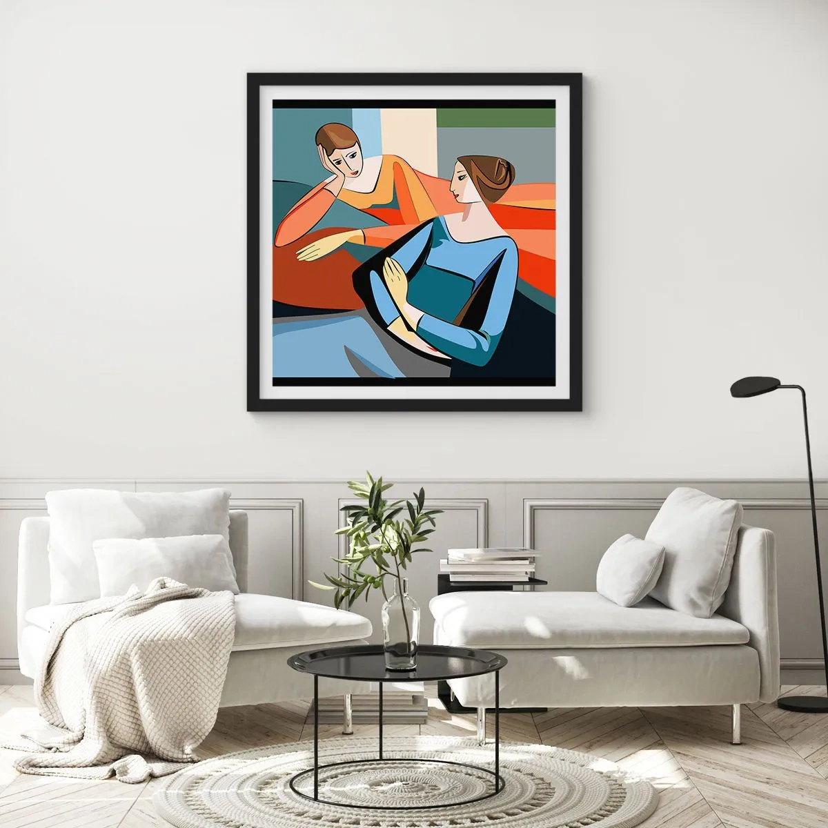 Affiche dans un cadre noir - Poster - Un moment de confiance - 30x30 cm