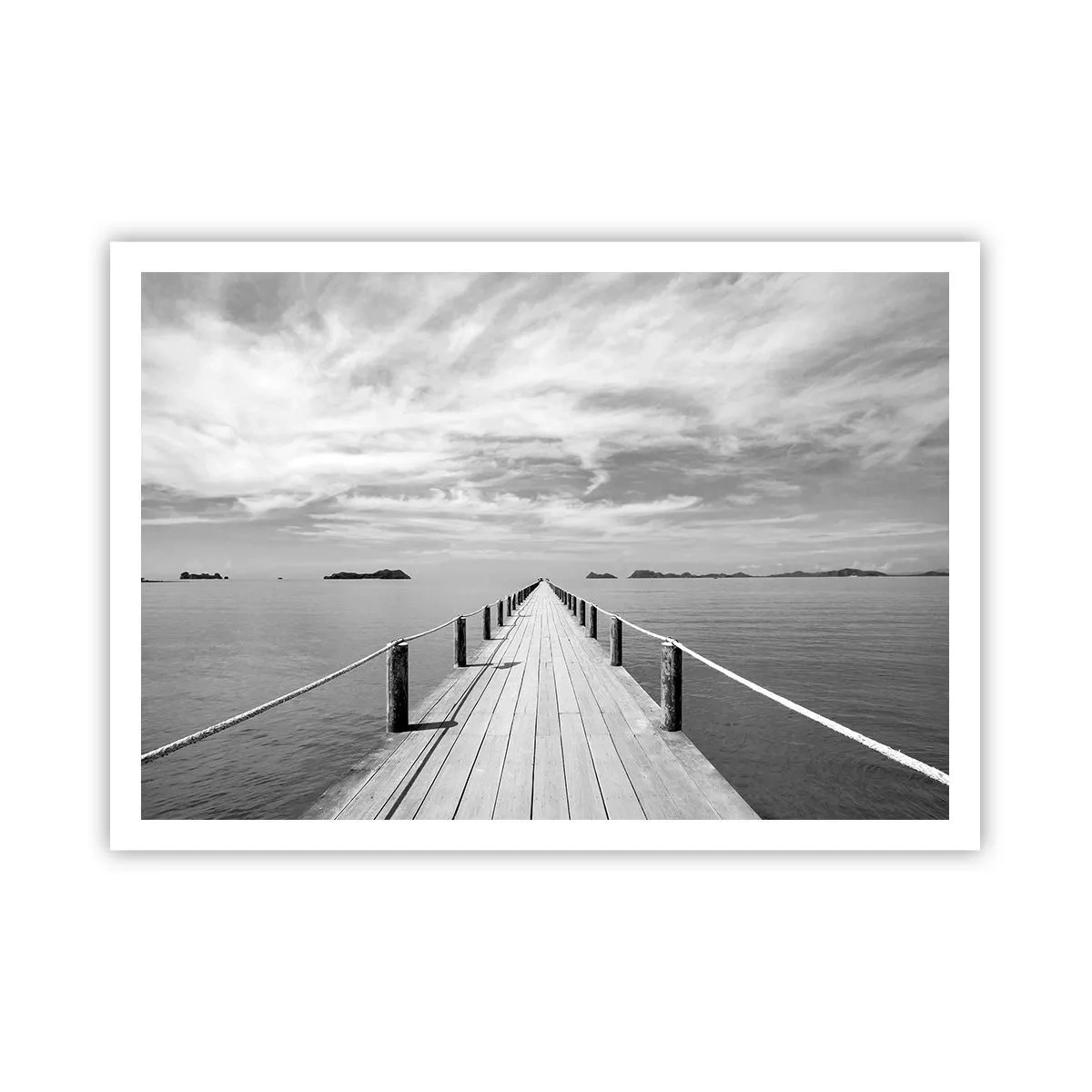 Affiche - Poster - Une jetée en bois menant au loin sur une mer calme - 100x70cm - Et peut-être un voyage... - Décoration murale moderne pour le salon et la chambre ARTTOR