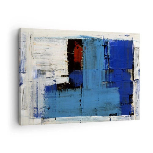 Impression sur toile - Image sur toile - Composition abstraite dans les tons de bleu et de blanc - 70x50cm - Secret de bleu - Décoration murale moderne pour le salon et la chambre ARTTOR