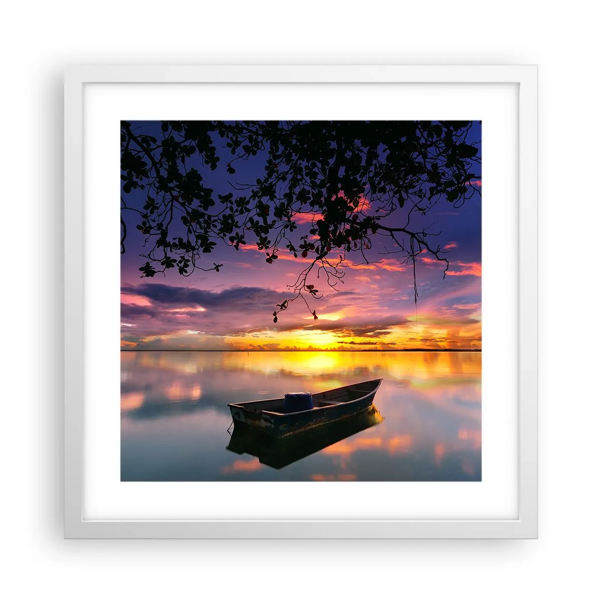 Affiche dans un cadre blanc - Poster - "Tu sembles suspendu au milieu du ciel..." - 40x40 cm